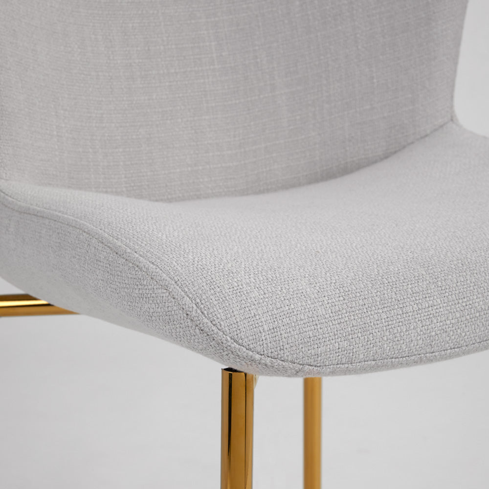 Malta Dining Chair: Light Grey Linen with Gold Legs