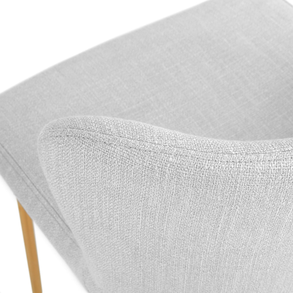 Malta Dining Chair: Light Grey Linen with Gold Legs