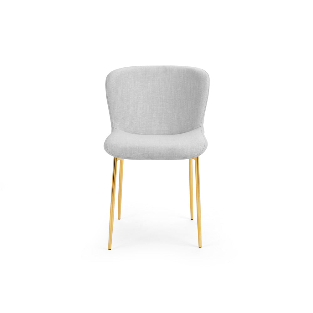 Malta Dining Chair: Light Grey Linen with Gold Legs