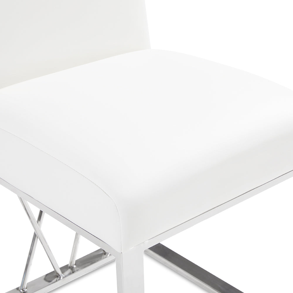 Martini Dining Chair: White Leatherette