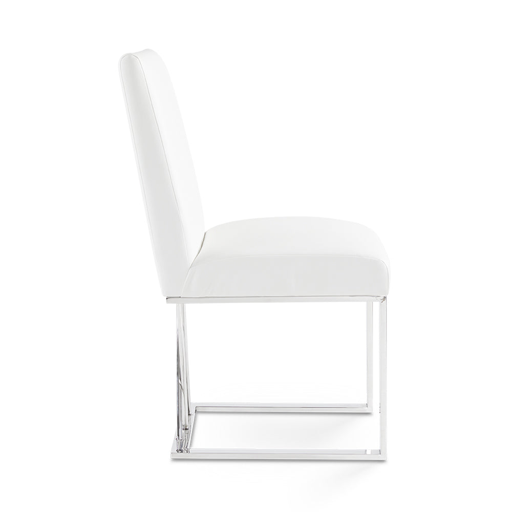 Martini Dining Chair: White Leatherette