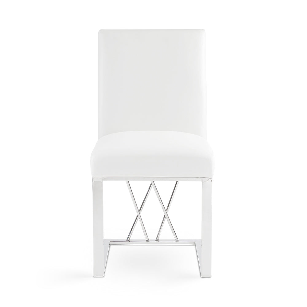 Martini Dining Chair: White Leatherette