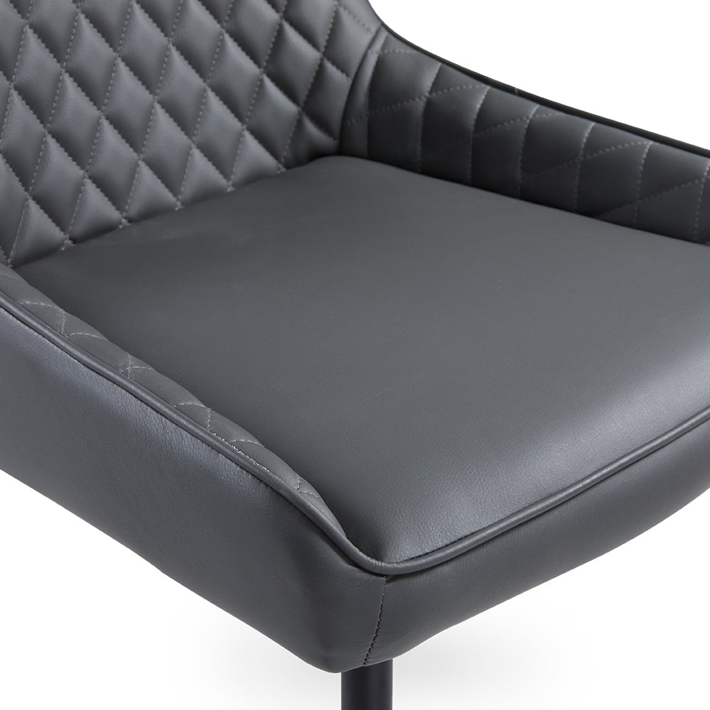 Emily Black Dining Chair : Dark Grey Leatherette