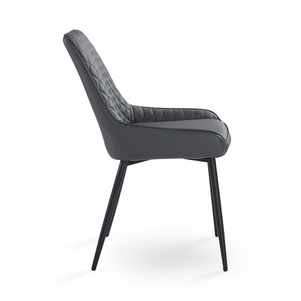 Emily Black Dining Chair : Dark Grey Leatherette