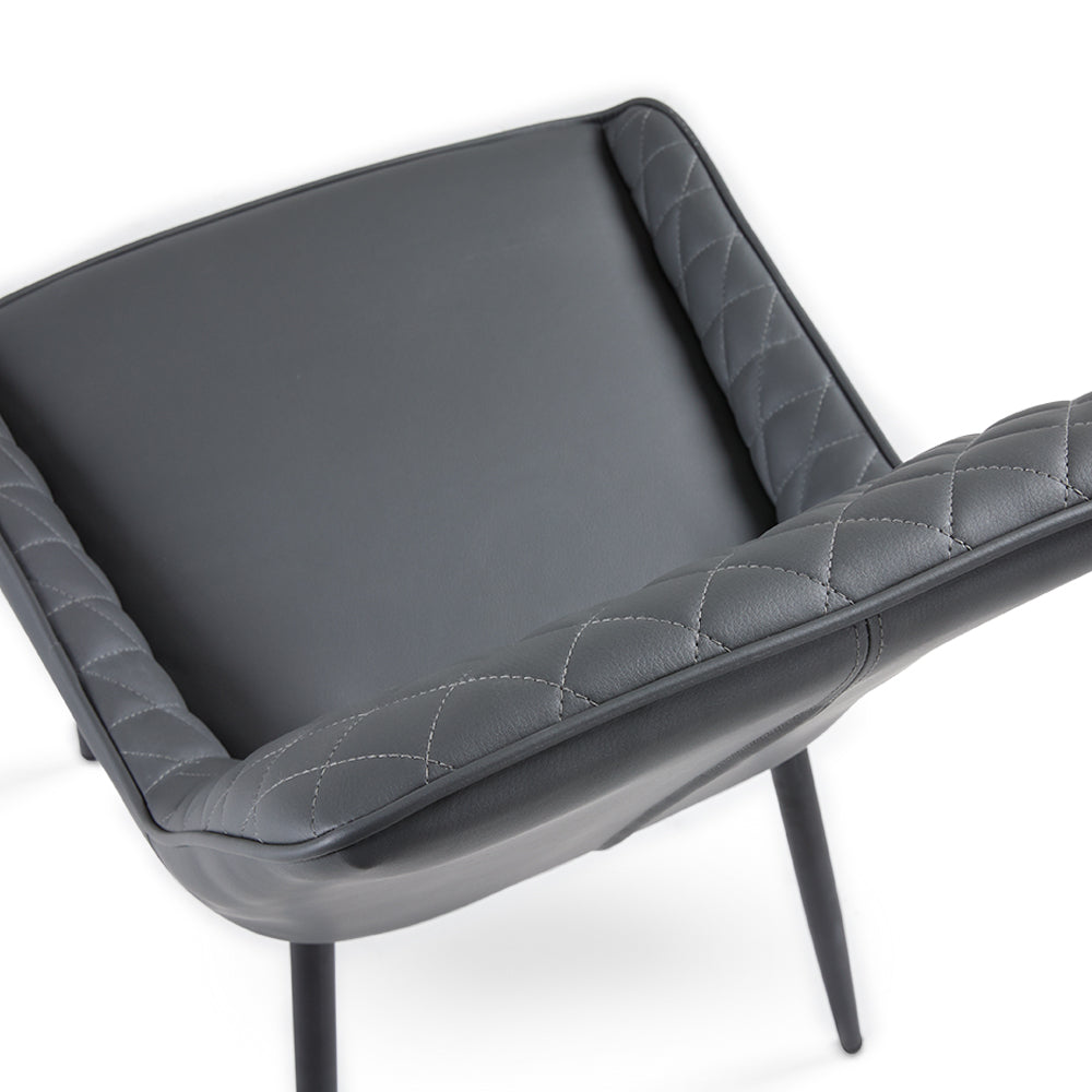 Emily Black Dining Chair : Dark Grey Leatherette