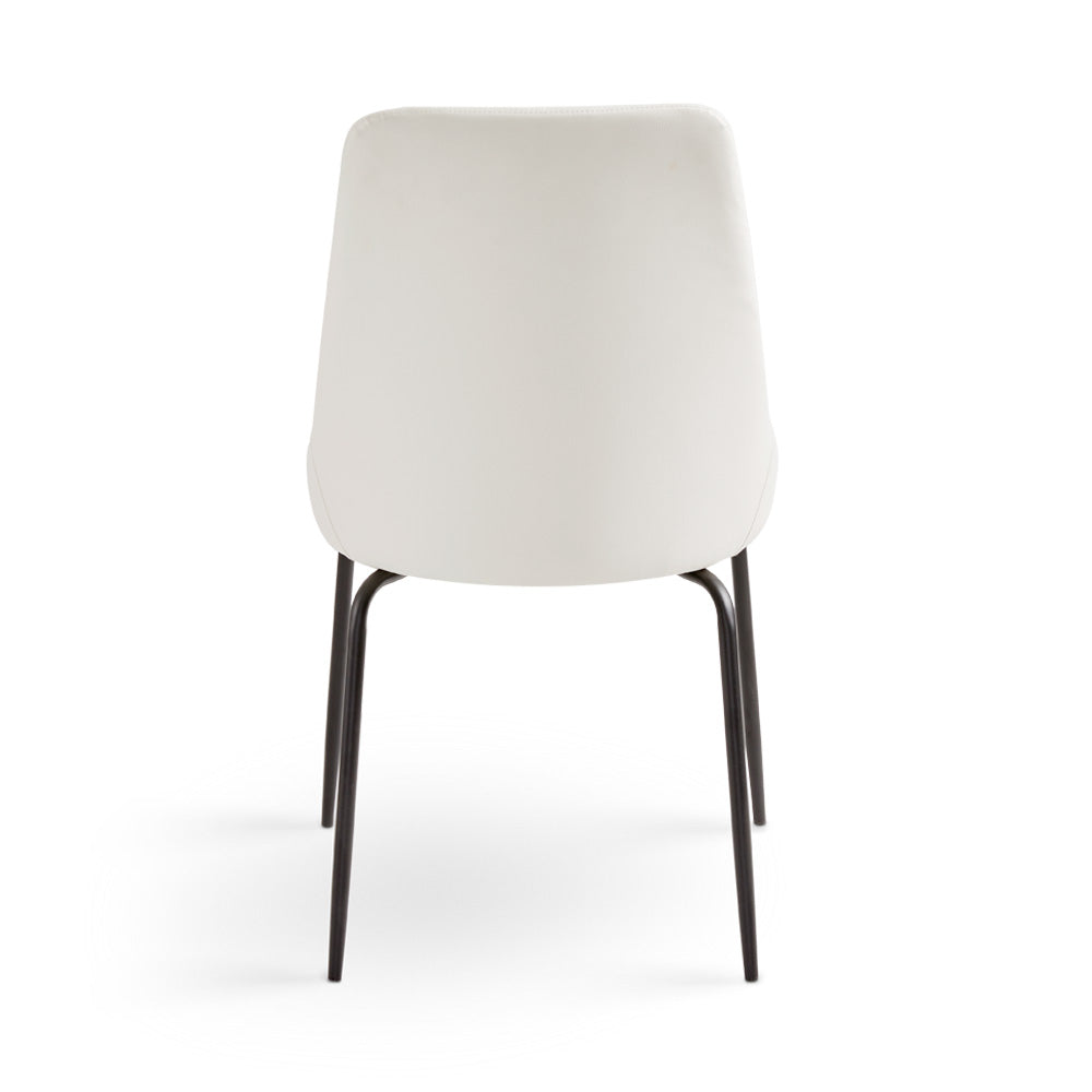 Moira Black Dining Chair: White Leatherette