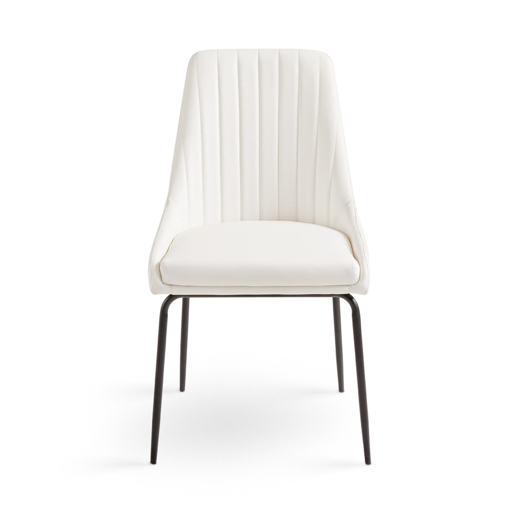 Moira Black Dining Chair: White Leatherette