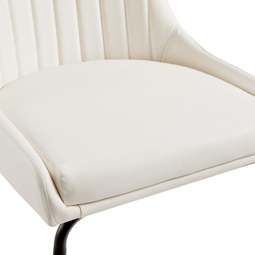 Moira Black Dining Chair: White Leatherette