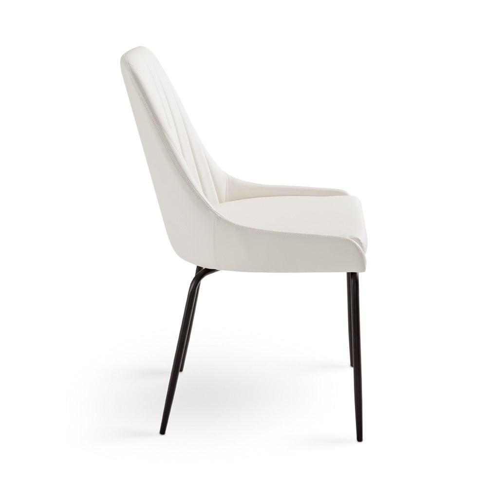 Moira Black Dining Chair: White Leatherette