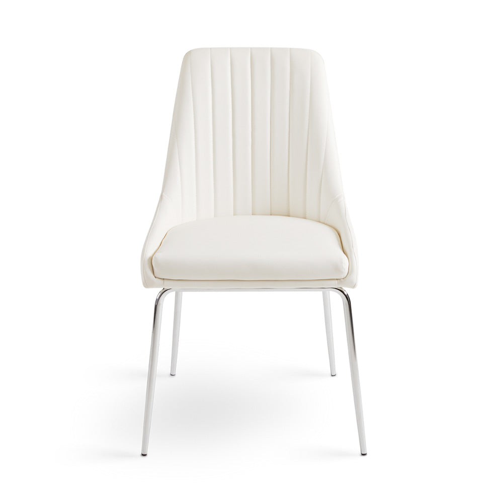 Moira Dining Chair: White Leatherette