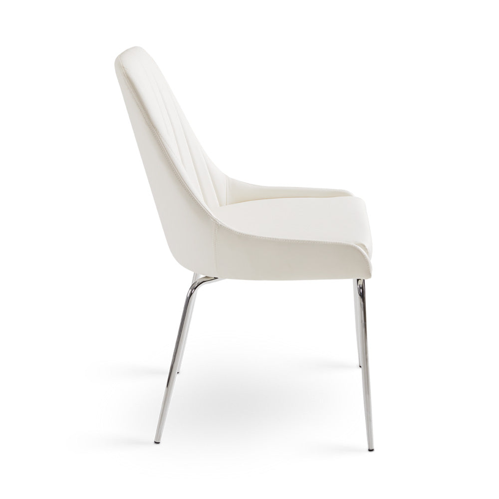 Moira Dining Chair: White Leatherette