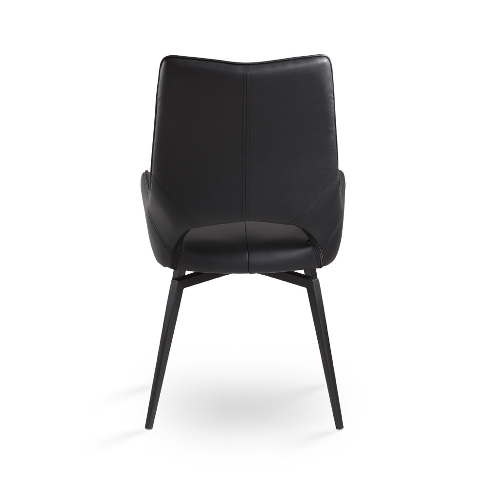 Bromley Swivel Dining Chair: Black Leatherette with Black legs