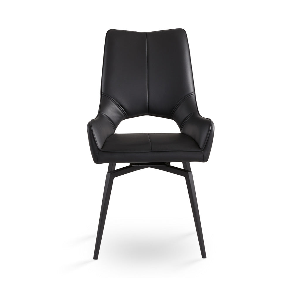 Bromley Swivel Dining Chair: Black Leatherette with Black legs