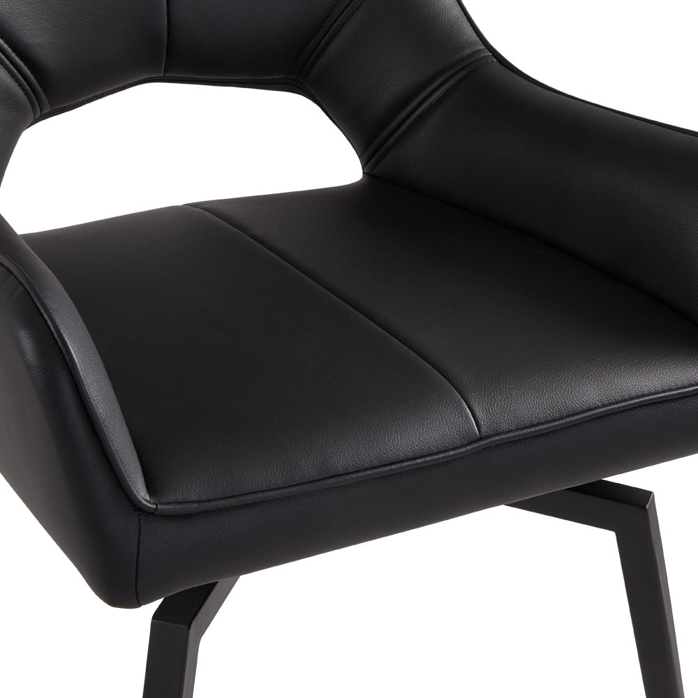 Bromley Swivel Dining Chair: Black Leatherette with Black legs