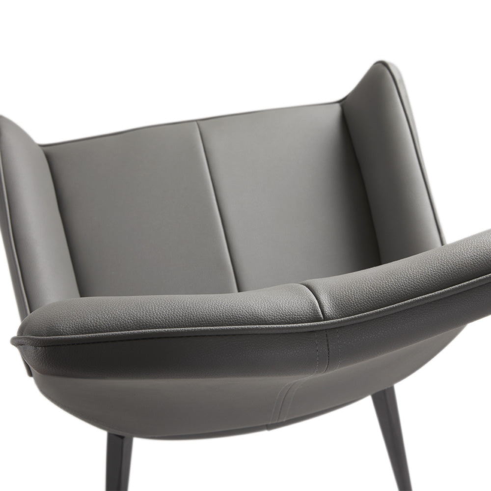 Bromley Swivel Dining Chair: Grey Leatherette with Black legs