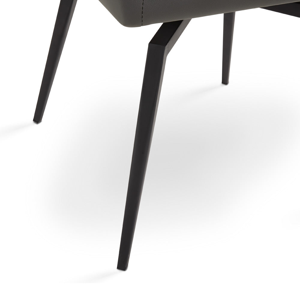 Bromley Swivel Dining Chair: Grey Leatherette with Black legs