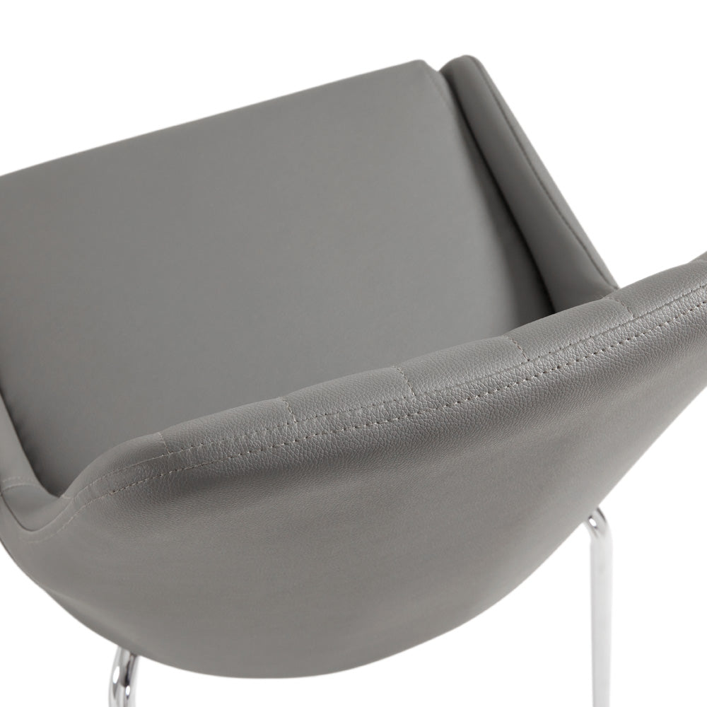 Moira Dining Chair: Grey Leatherette