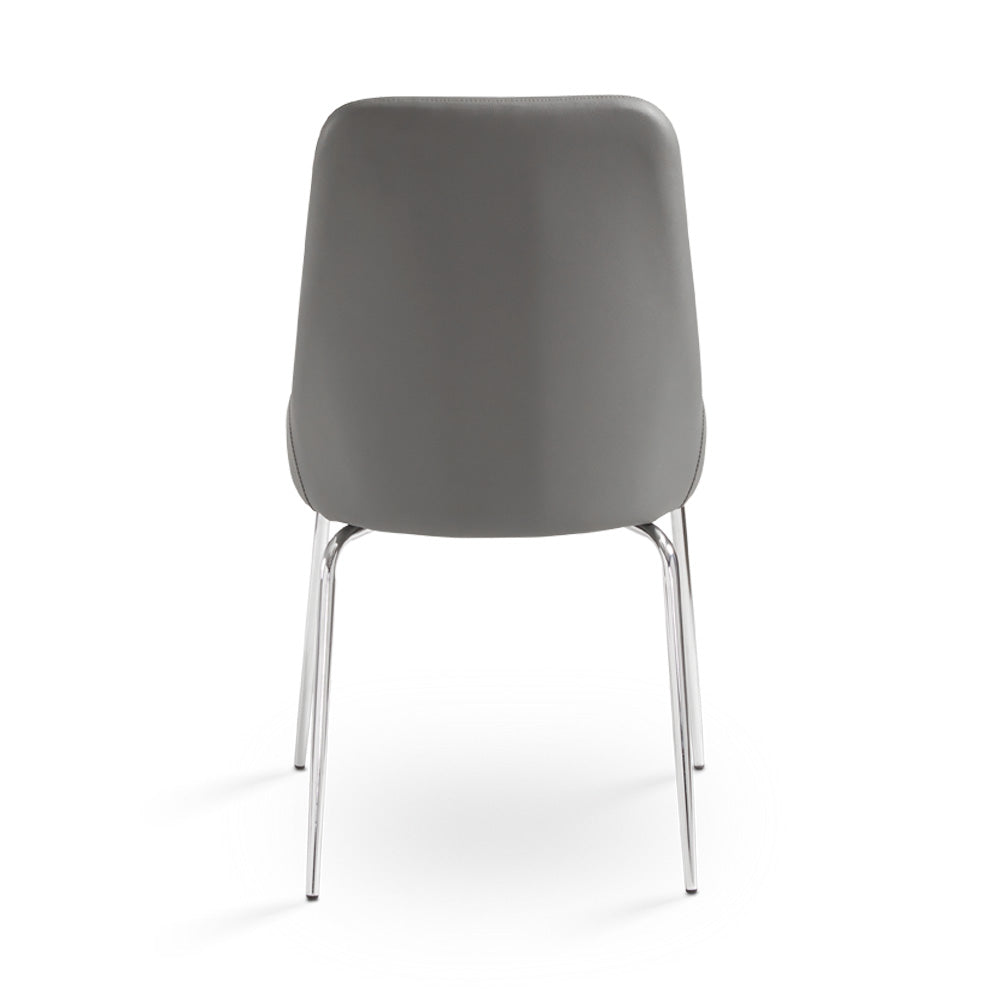 Moira Dining Chair: Grey Leatherette