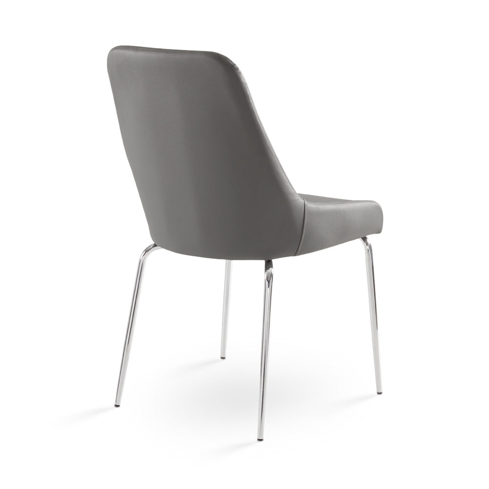 Moira Dining Chair: Grey Leatherette