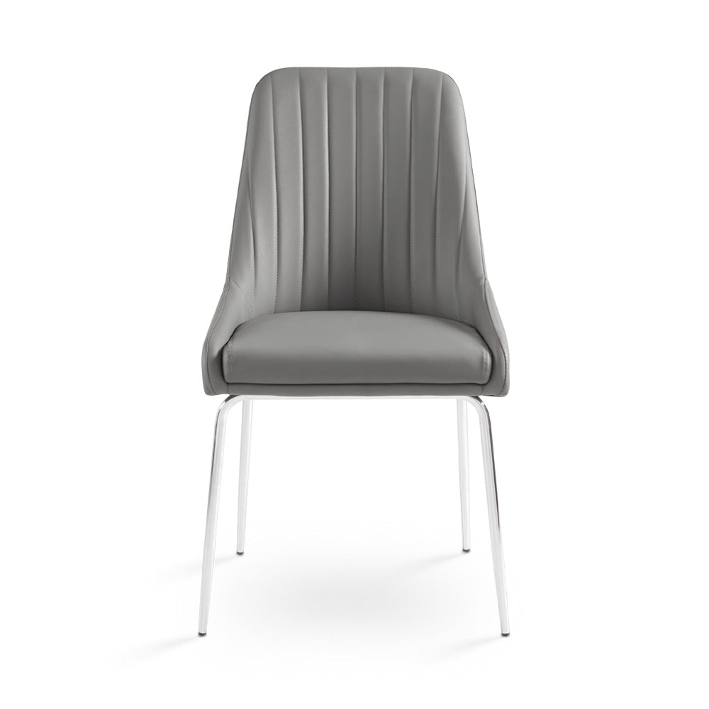 Moira Dining Chair: Grey Leatherette