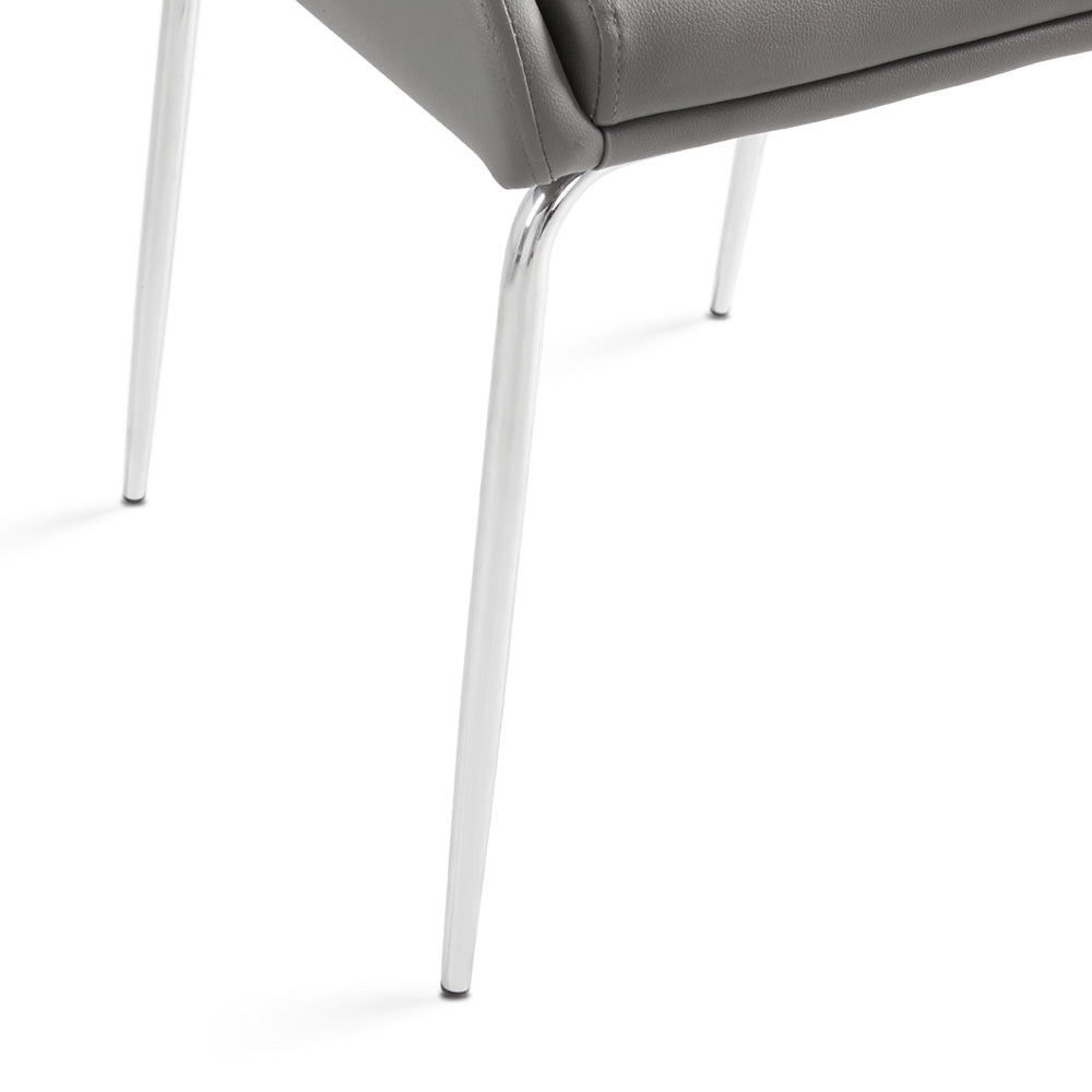 Moira Dining Chair: Grey Leatherette