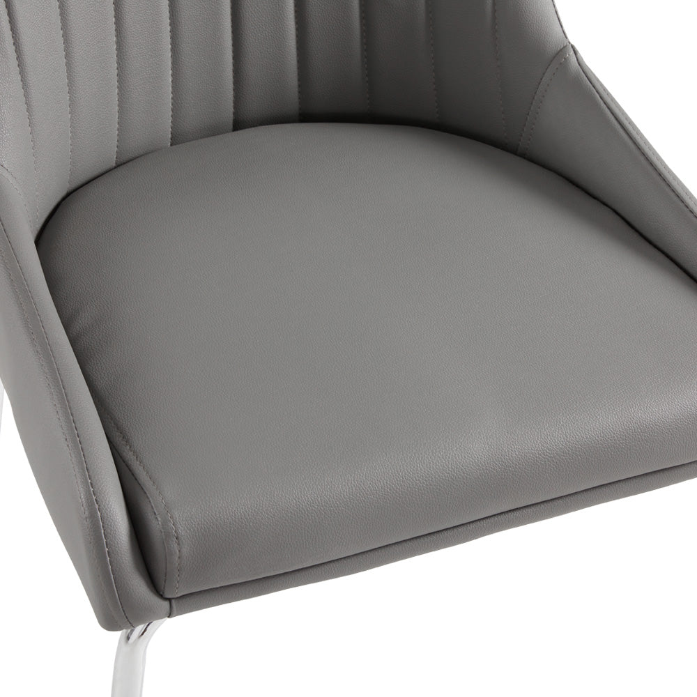 Moira Dining Chair: Grey Leatherette