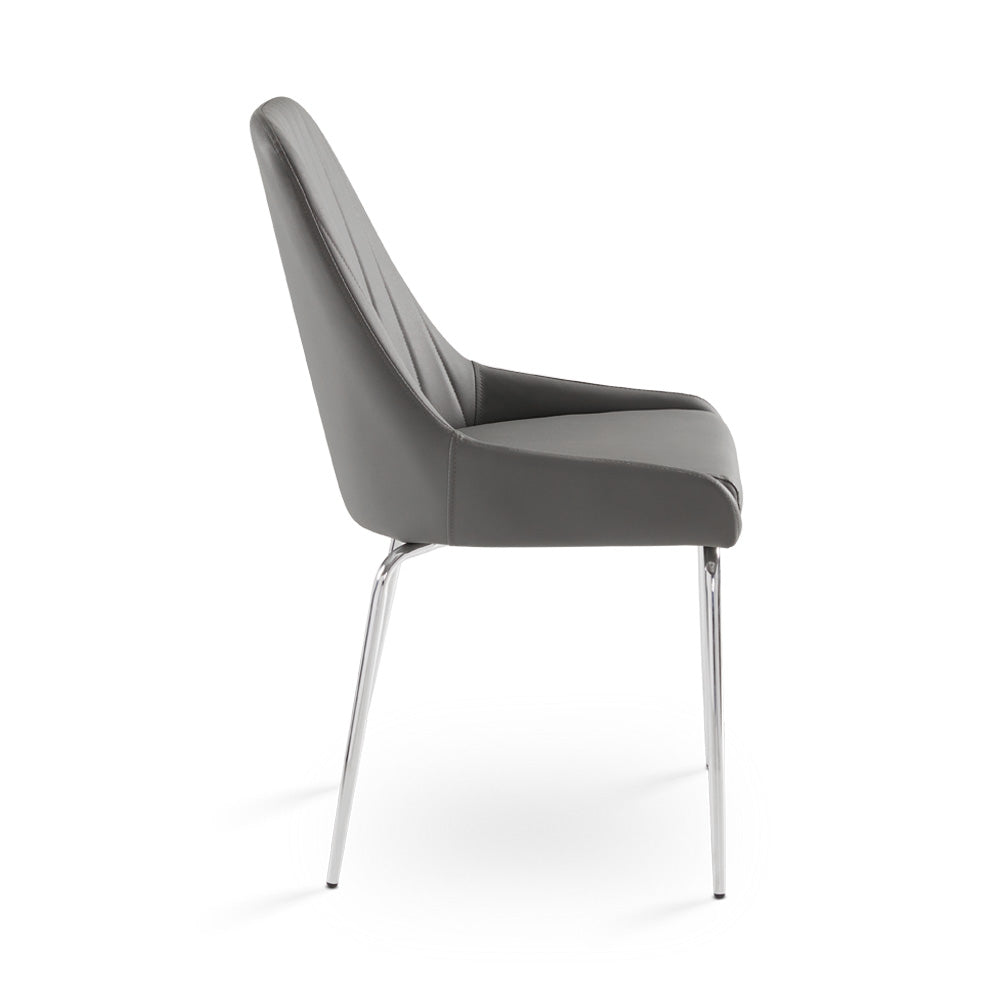 Moira Dining Chair: Grey Leatherette