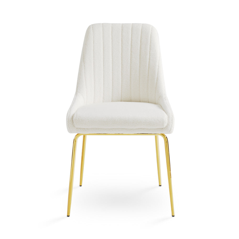 Moira Gold Dining Chair: Boucle Fabric