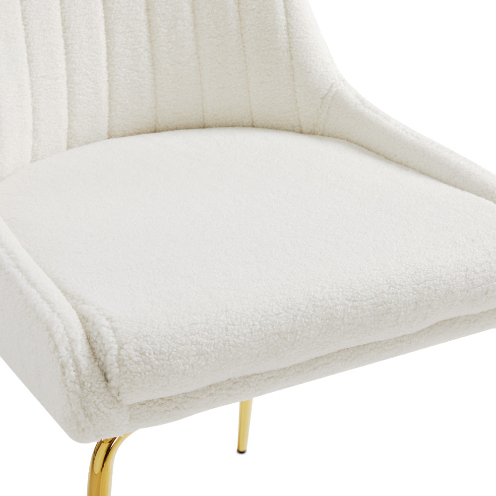 Moira Gold Dining Chair: Boucle Fabric