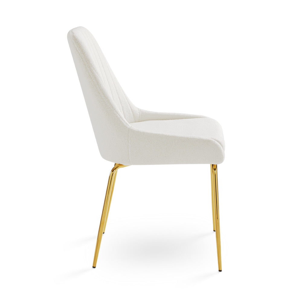 Moira Gold Dining Chair: Boucle Fabric