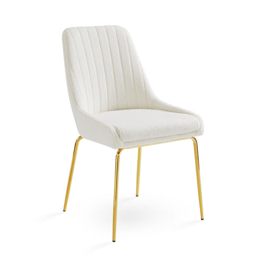 Moira Gold Dining Chair: Boucle Fabric