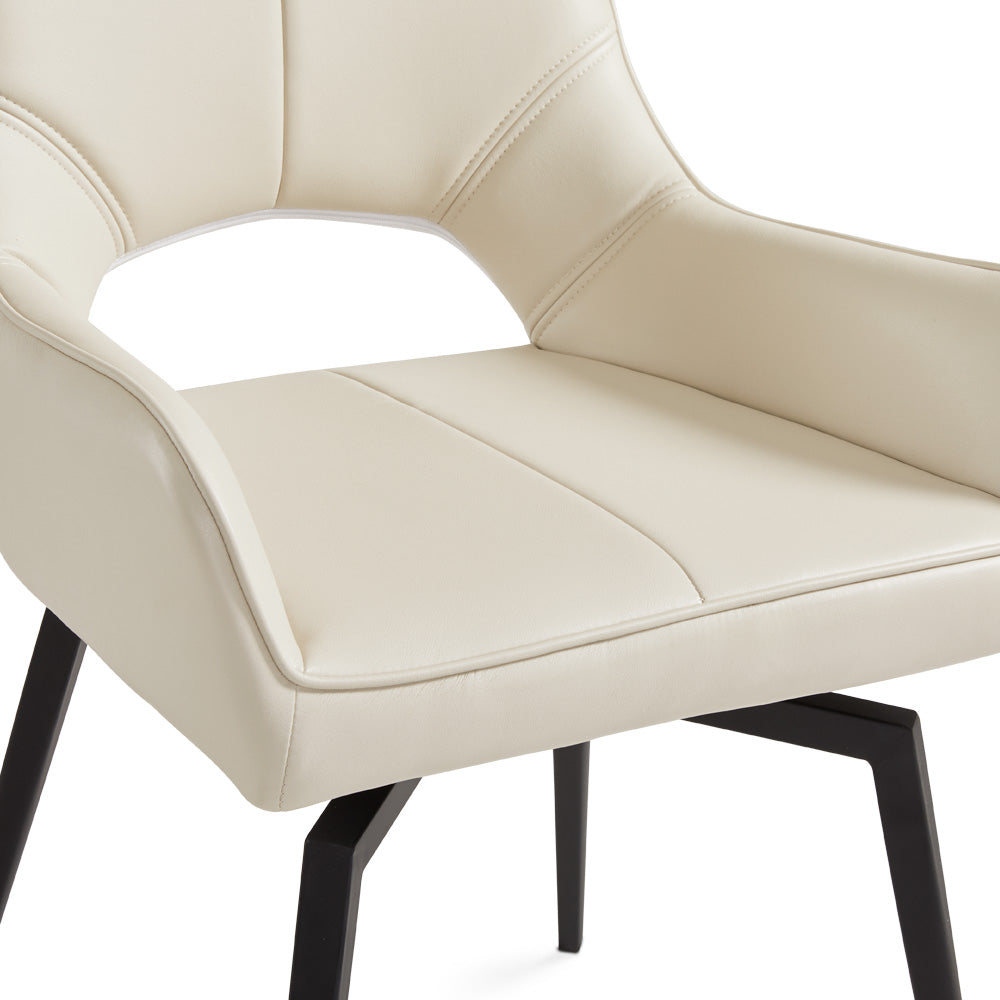 Bromley Swivel Dining Chair: Taupe Leatherette with Black legs