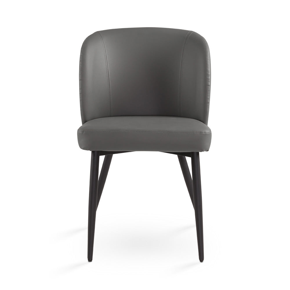 Fortina Dining Chair: Grey Leatherette with Black Legs