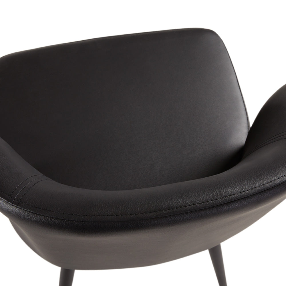 Fortina Dining Chair: Black Leatherette with Black Legs