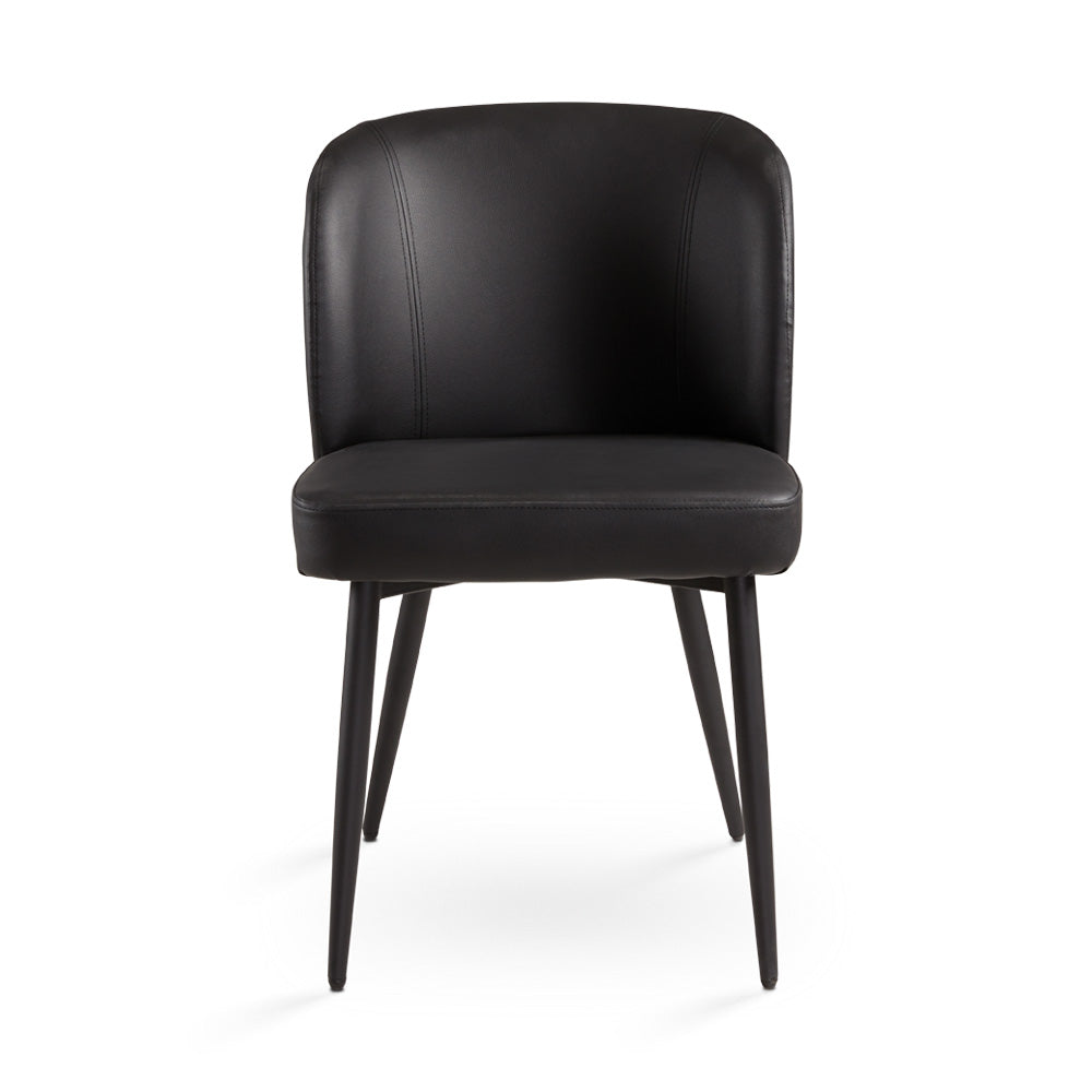 Fortina Dining Chair: Black Leatherette with Black Legs