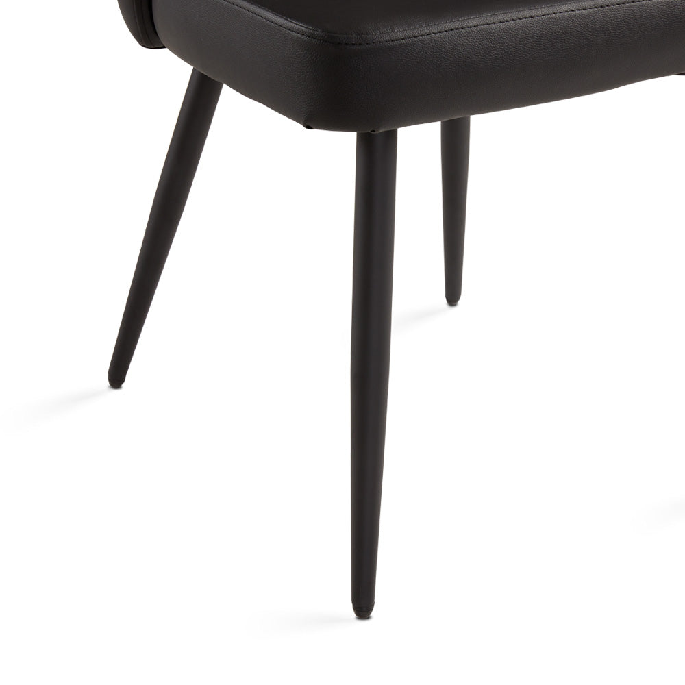 Fortina Dining Chair: Black Leatherette with Black Legs