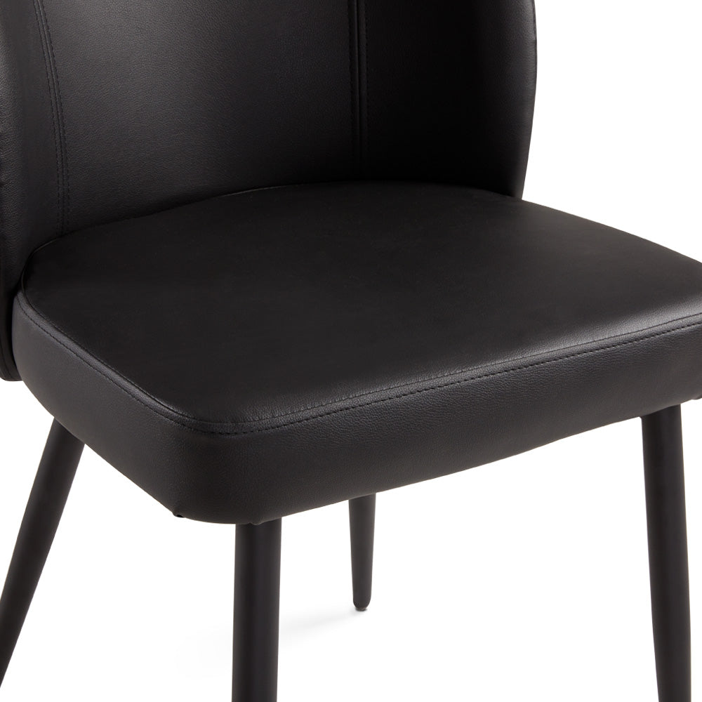 Fortina Dining Chair: Black Leatherette with Black Legs