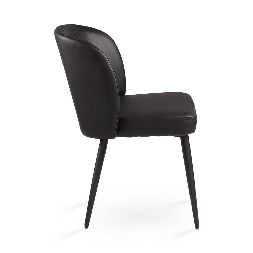 Fortina Dining Chair: Black Leatherette with Black Legs