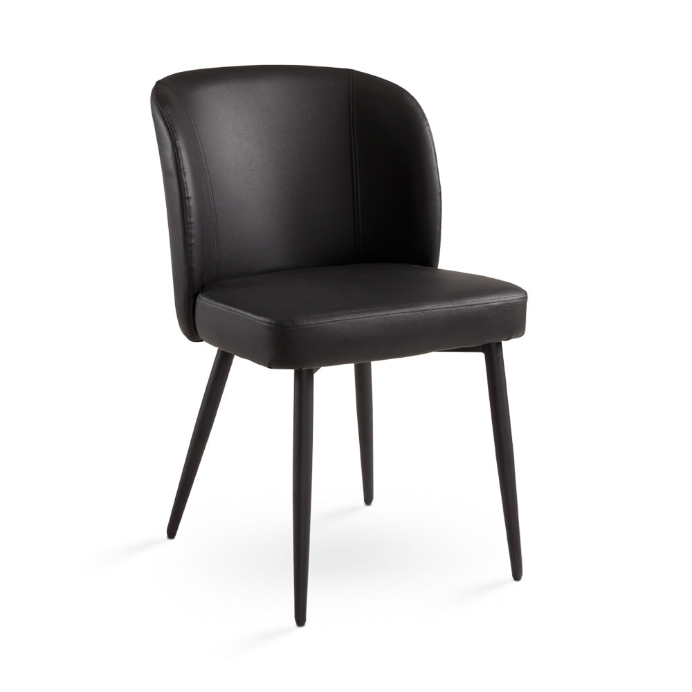 Fortina Dining Chair: Black Leatherette with Black Legs