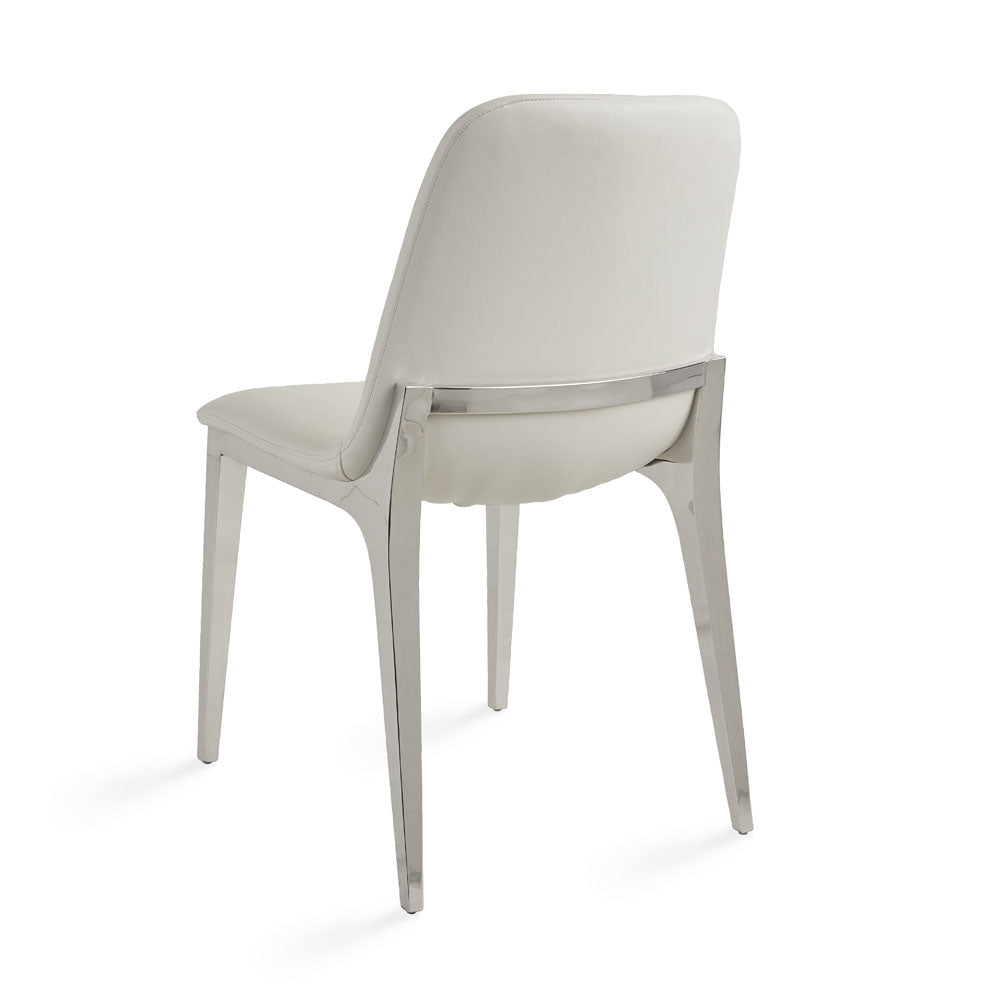 Minos Dining Chair: White Leatherette