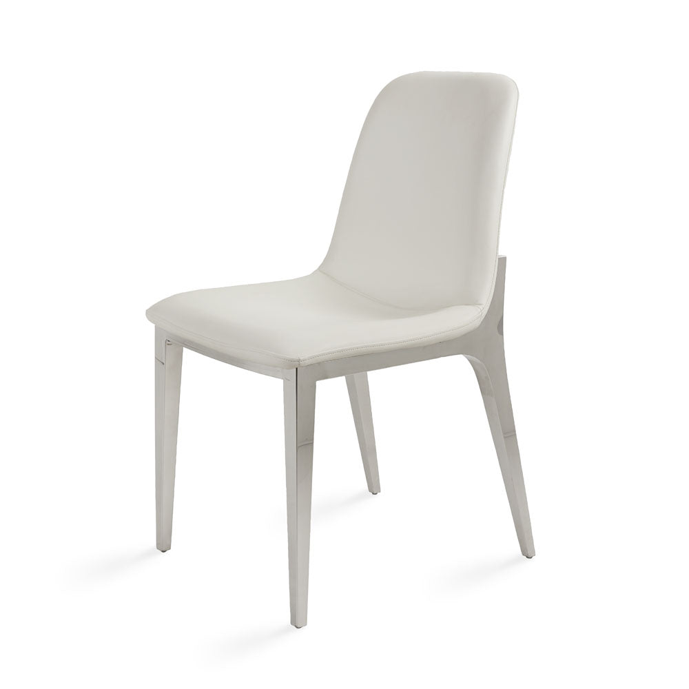 Minos Dining Chair: White Leatherette