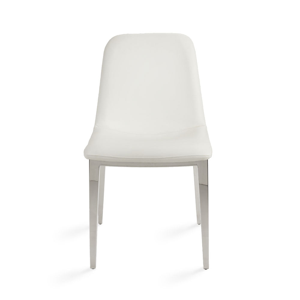 Minos Dining Chair: White Leatherette