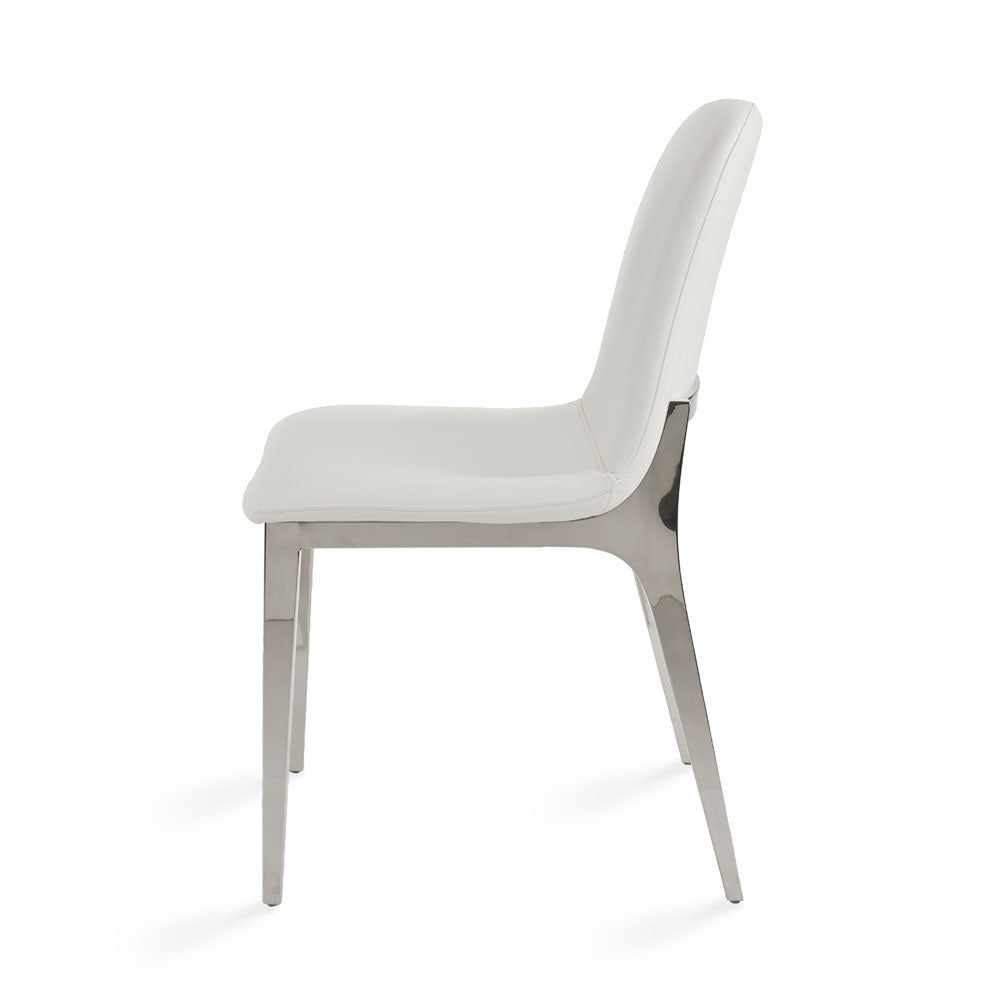 Minos Dining Chair: White Leatherette