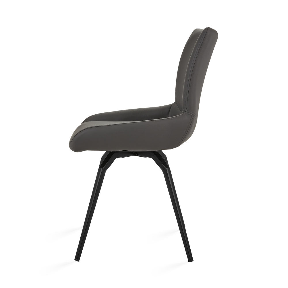 Nona Swivel Chair: Grey Leatherette