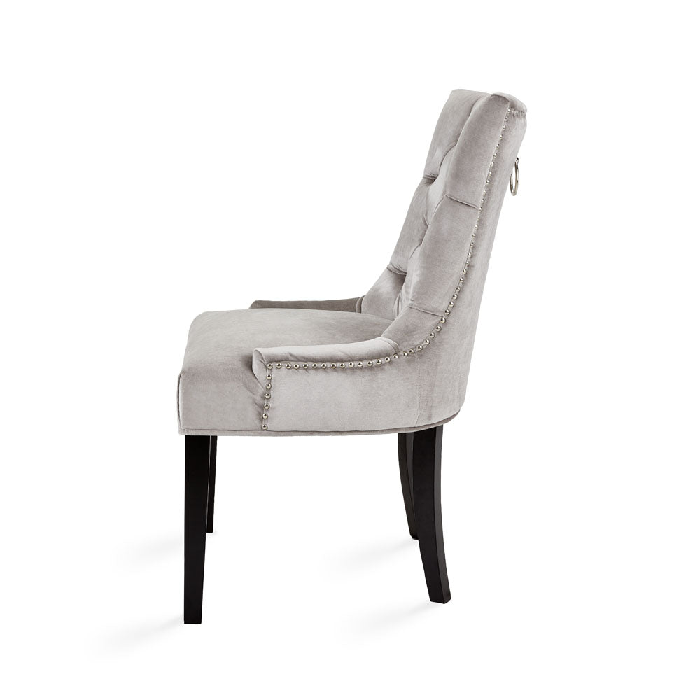 Petra Dining Chair: Grey Velvet