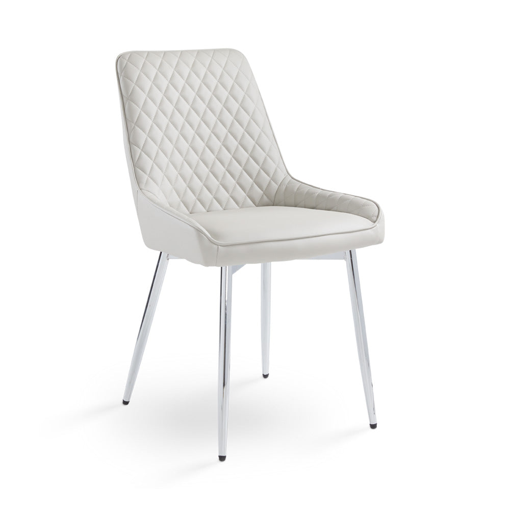 Emily Dining Chair: Light Grey Leatherette