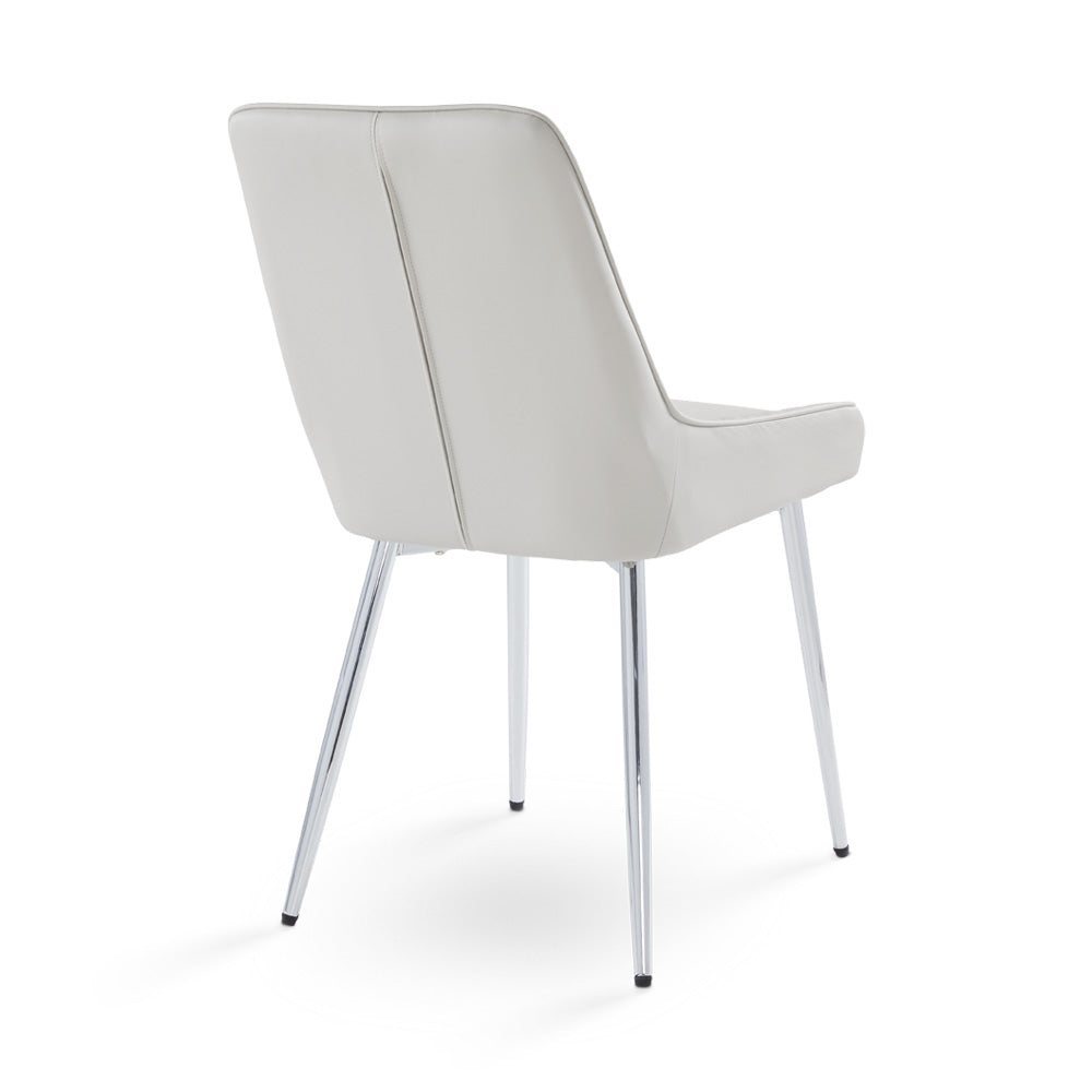 Emily Dining Chair: Light Grey Leatherette