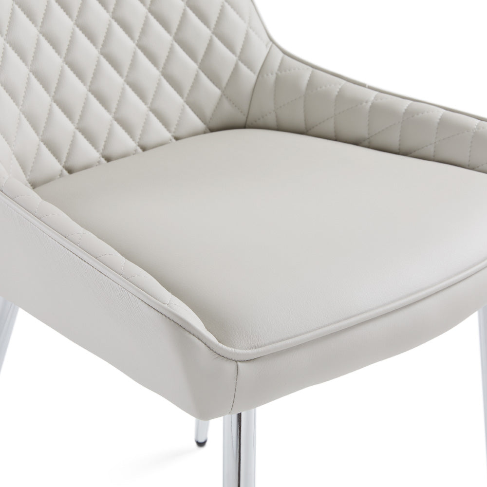 Emily Dining Chair: Light Grey Leatherette