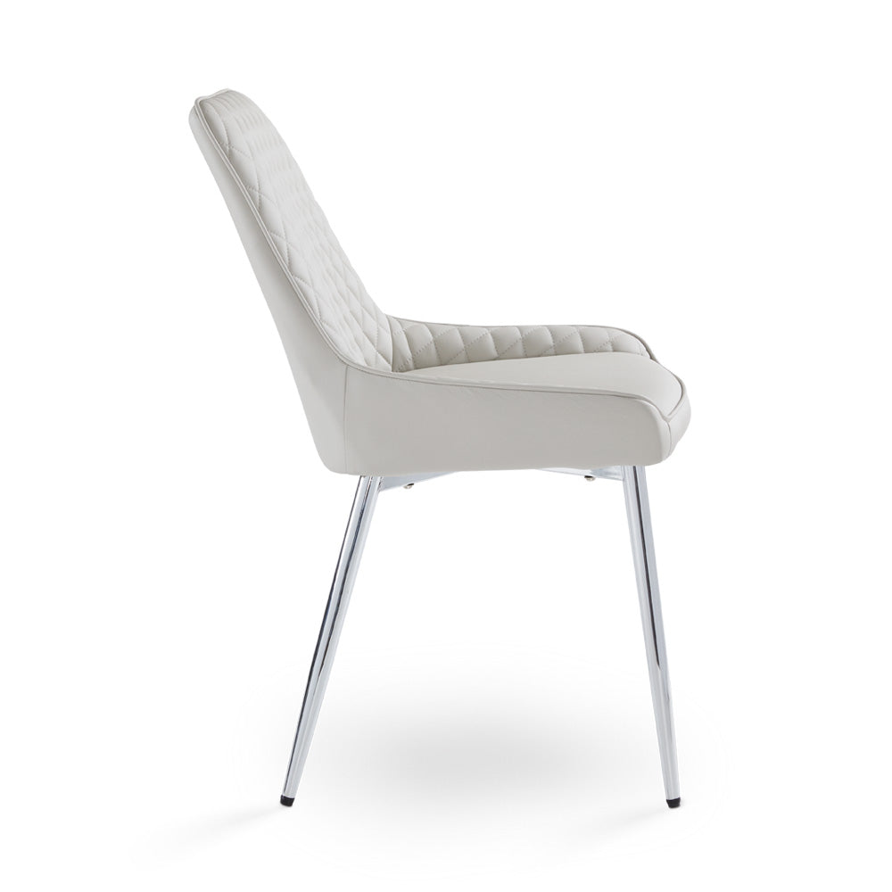 Emily Dining Chair: Light Grey Leatherette