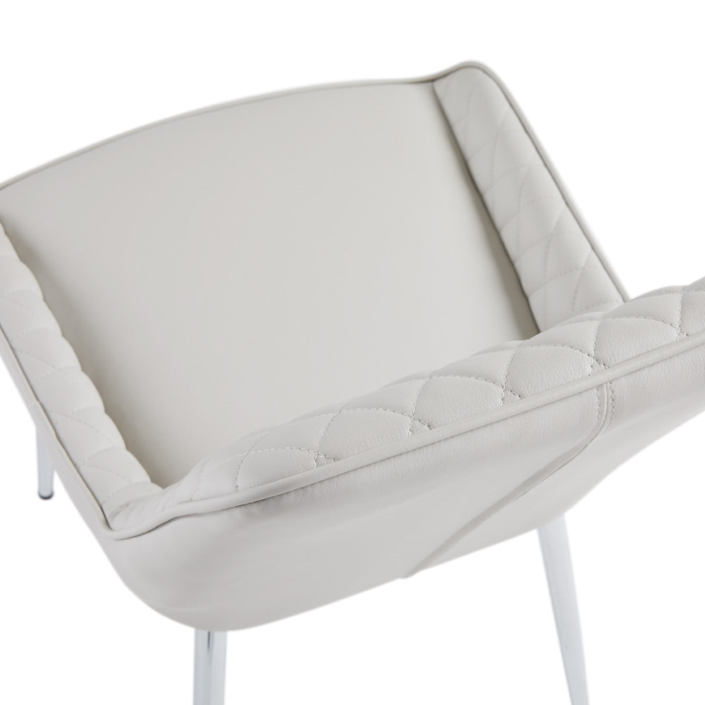 Emily Dining Chair: Light Grey Leatherette